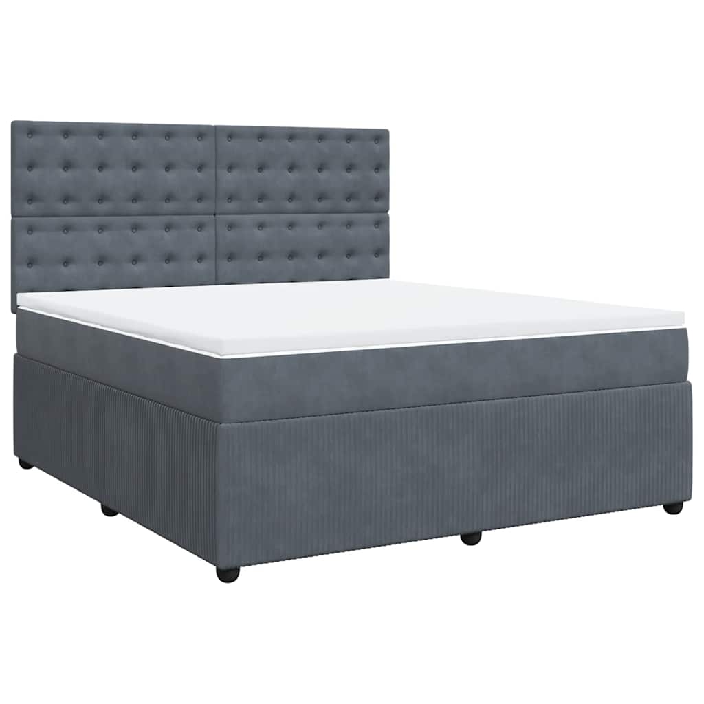 Boxspringbett mit Matratze Dunkelgrau 180x200 cm Samt