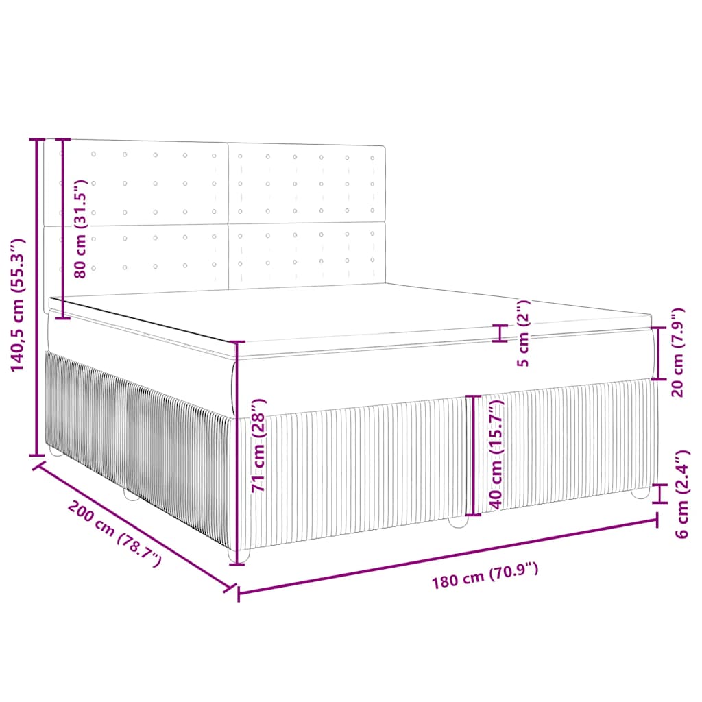 Boxspringbett mit Matratze Dunkelgrau 180x200 cm Samt