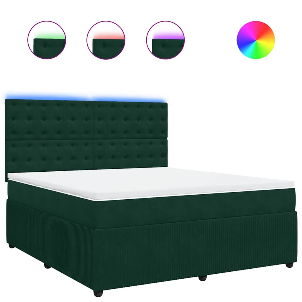 Boxspringbett mit Matratze Dunkelgrün 180x200 cm Samt