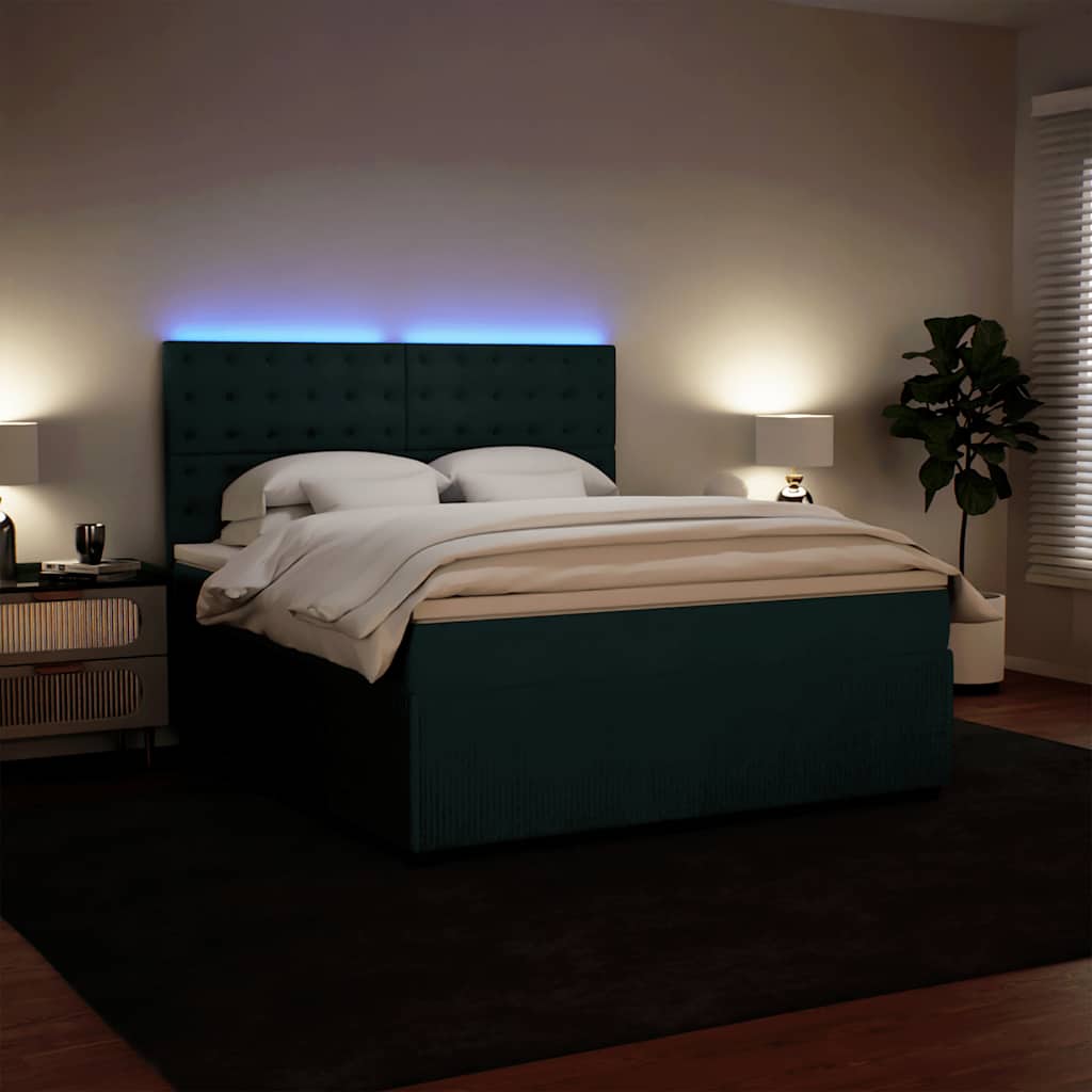 Boxspringbett mit Matratze Dunkelgrün 180x200 cm Samt