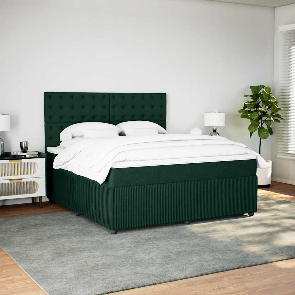 Boxspringbett mit Matratze Dunkelgrün 180x200 cm Samt