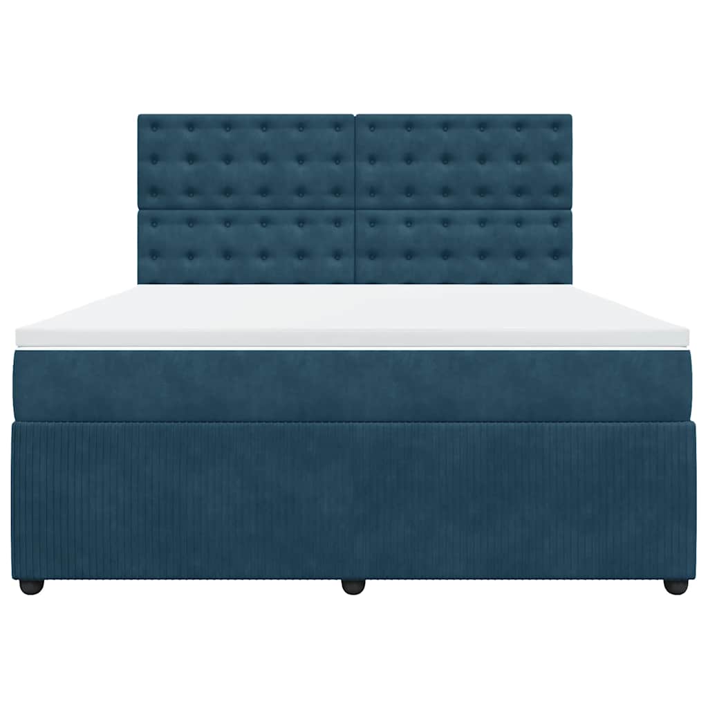 Boxspringbett mit Matratze Blau 180x200 cm Samt