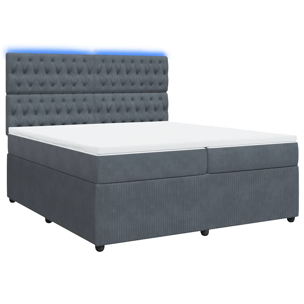 Boxspringbett mit Matratze Dunkelgrau 200x200 cm Samt