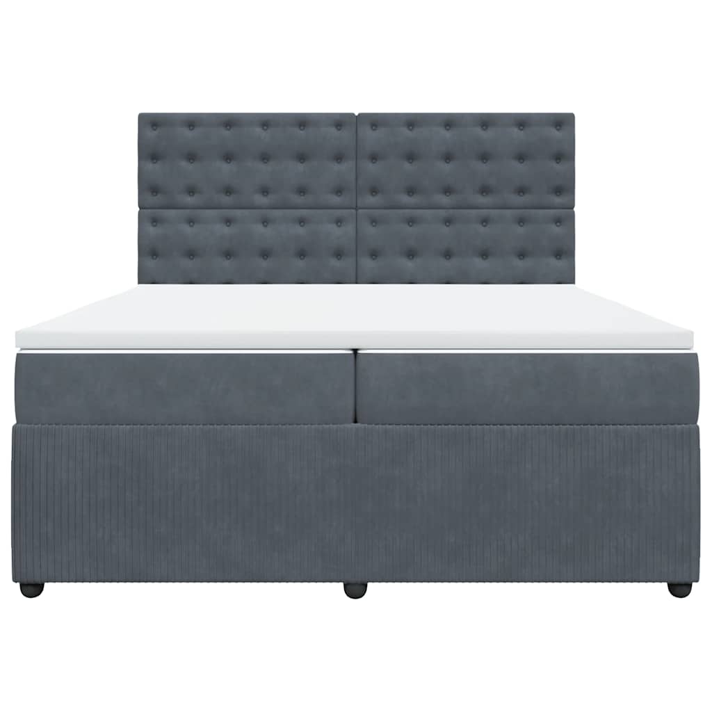 Boxspringbett mit Matratze Dunkelgrau 200x200 cm Samt
