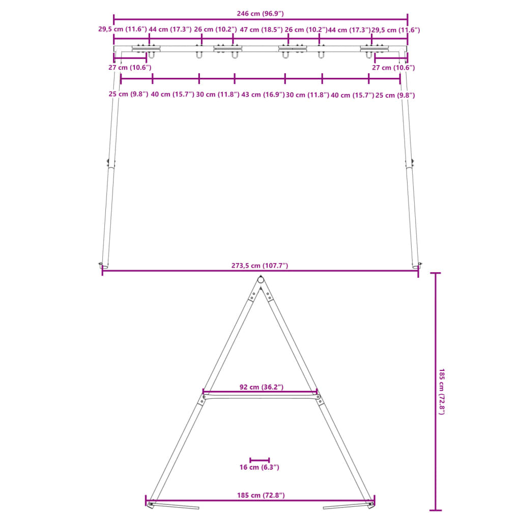 Kinderschaukelgestell für den Außenbereich B 273,5 x H 185 cm
