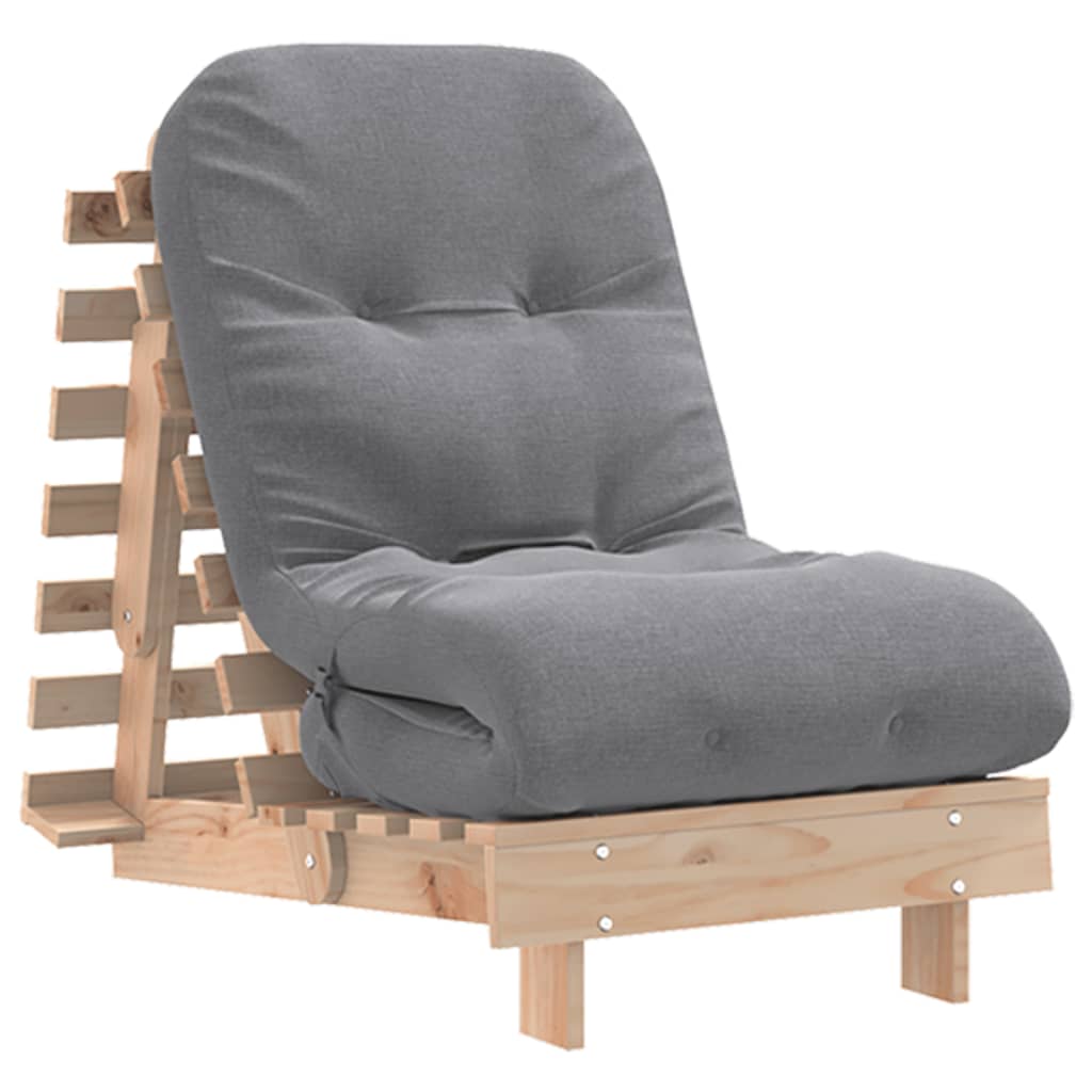 Canapé-lit futon avec matelas 60x206x11 cm en bois de pin massif