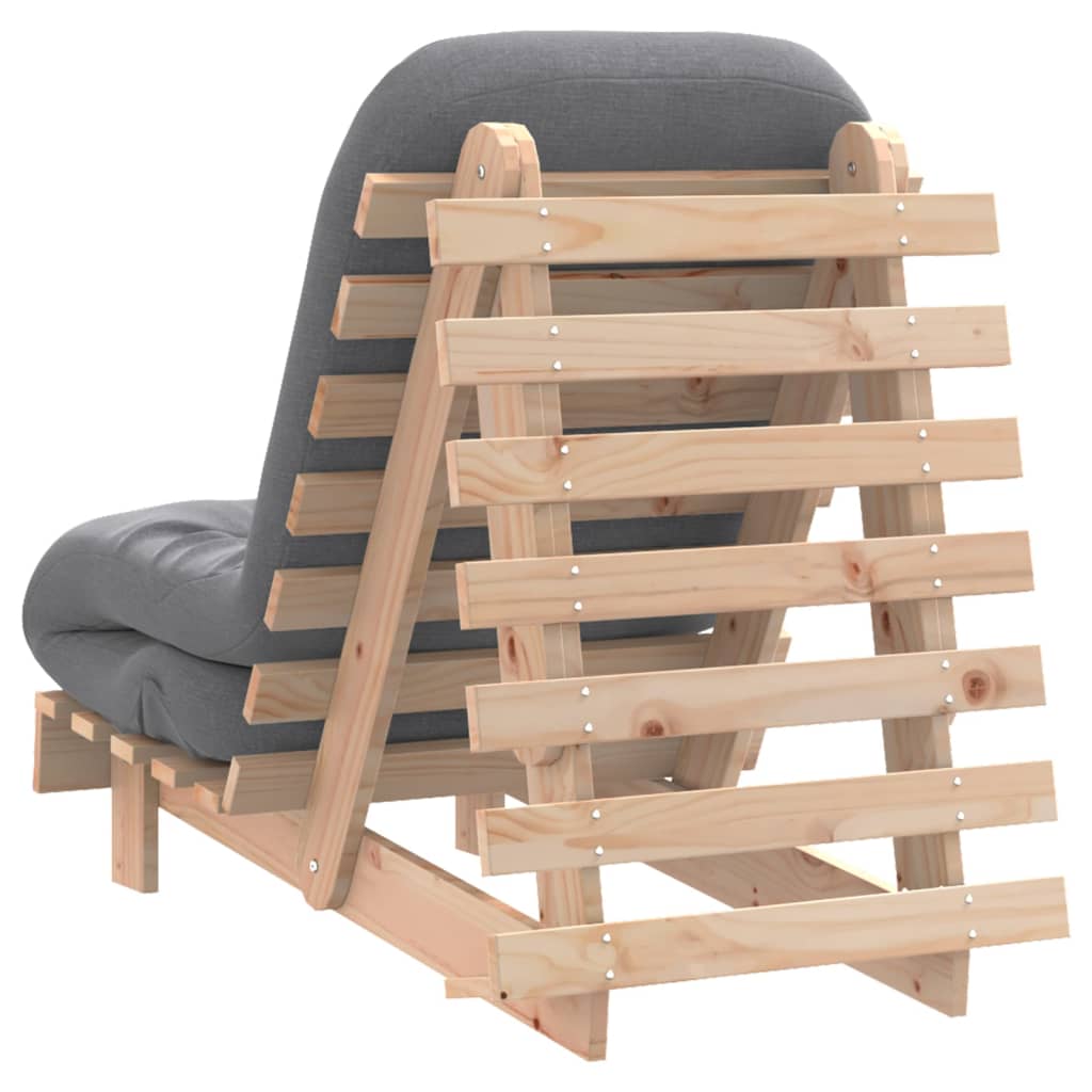 Canapé-lit futon avec matelas 60x206x11 cm en bois de pin massif