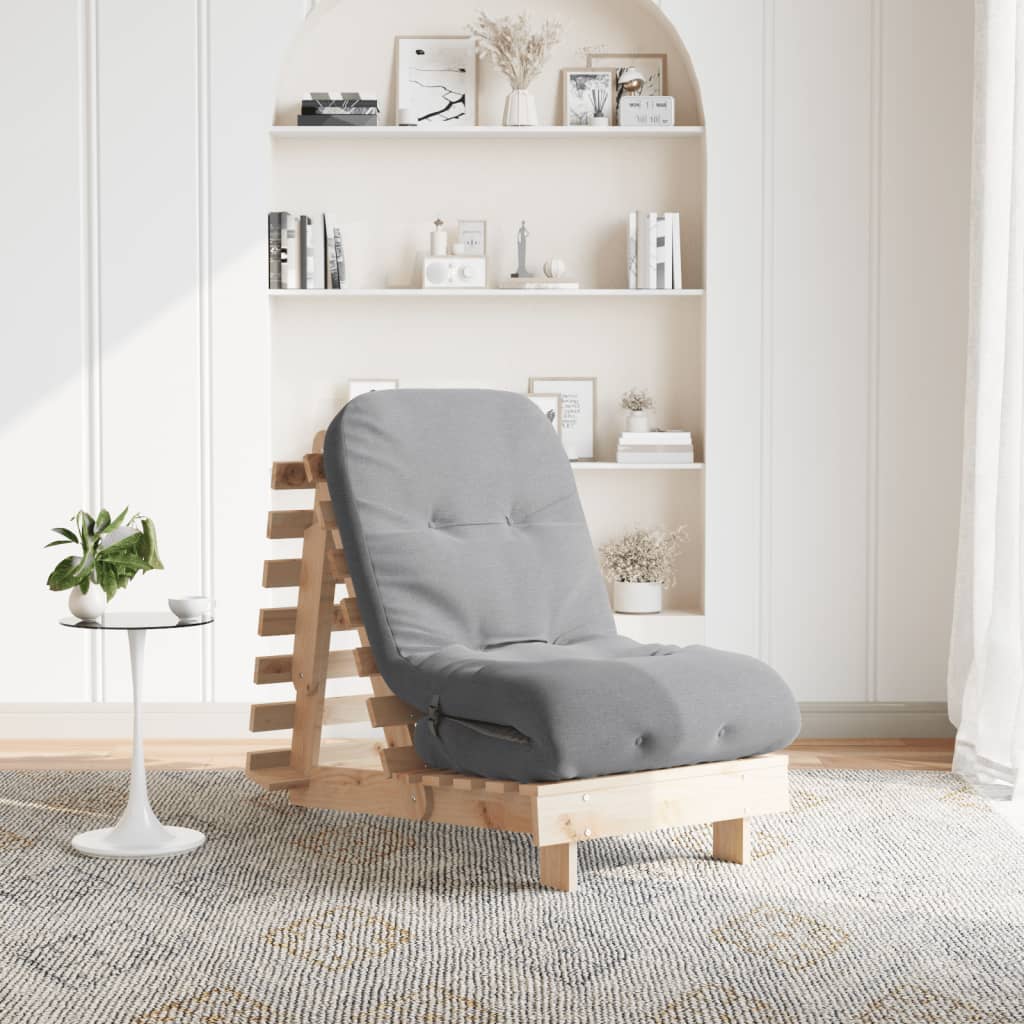 Canapé-lit futon avec matelas 60x206x11 cm en bois de pin massif