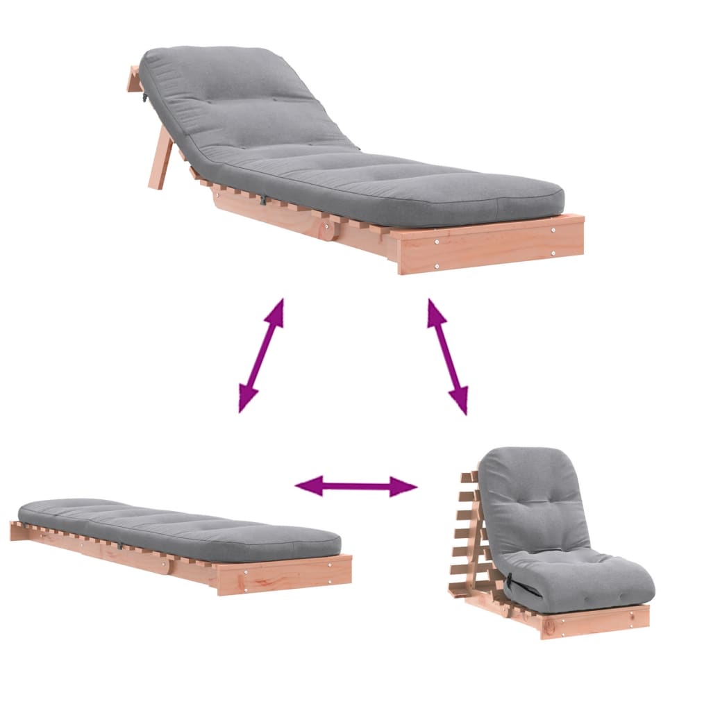 Canapé-lit futon avec matelas 60x206x11 cm en bois de sapin de Douglas massif