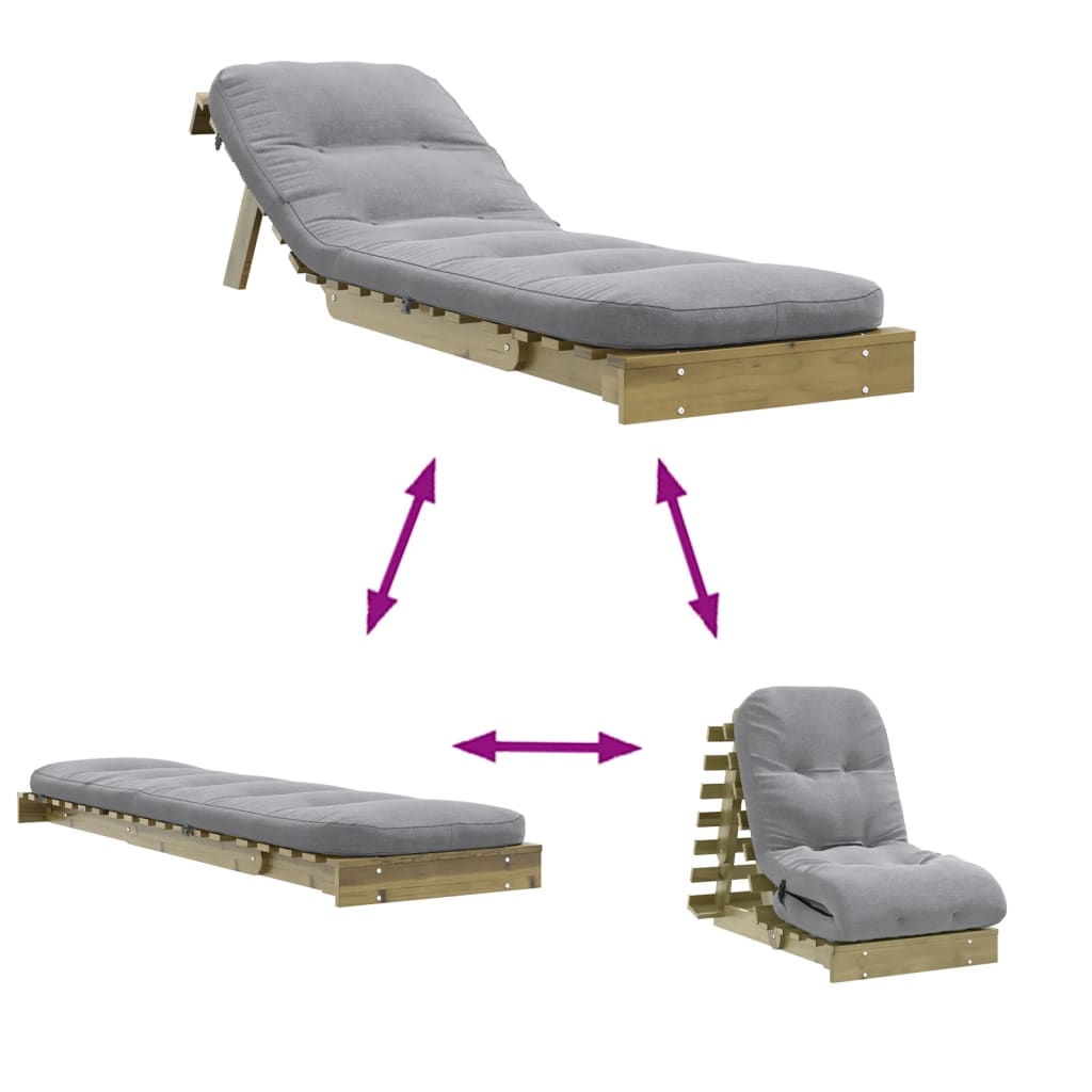 Canapé-lit futon avec matelas 60x206x11 Bois de pin imprégné