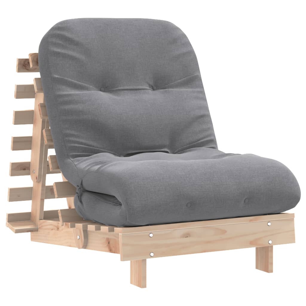 Canapé-lit futon avec matelas 70x206x11 cm en bois de pin massif