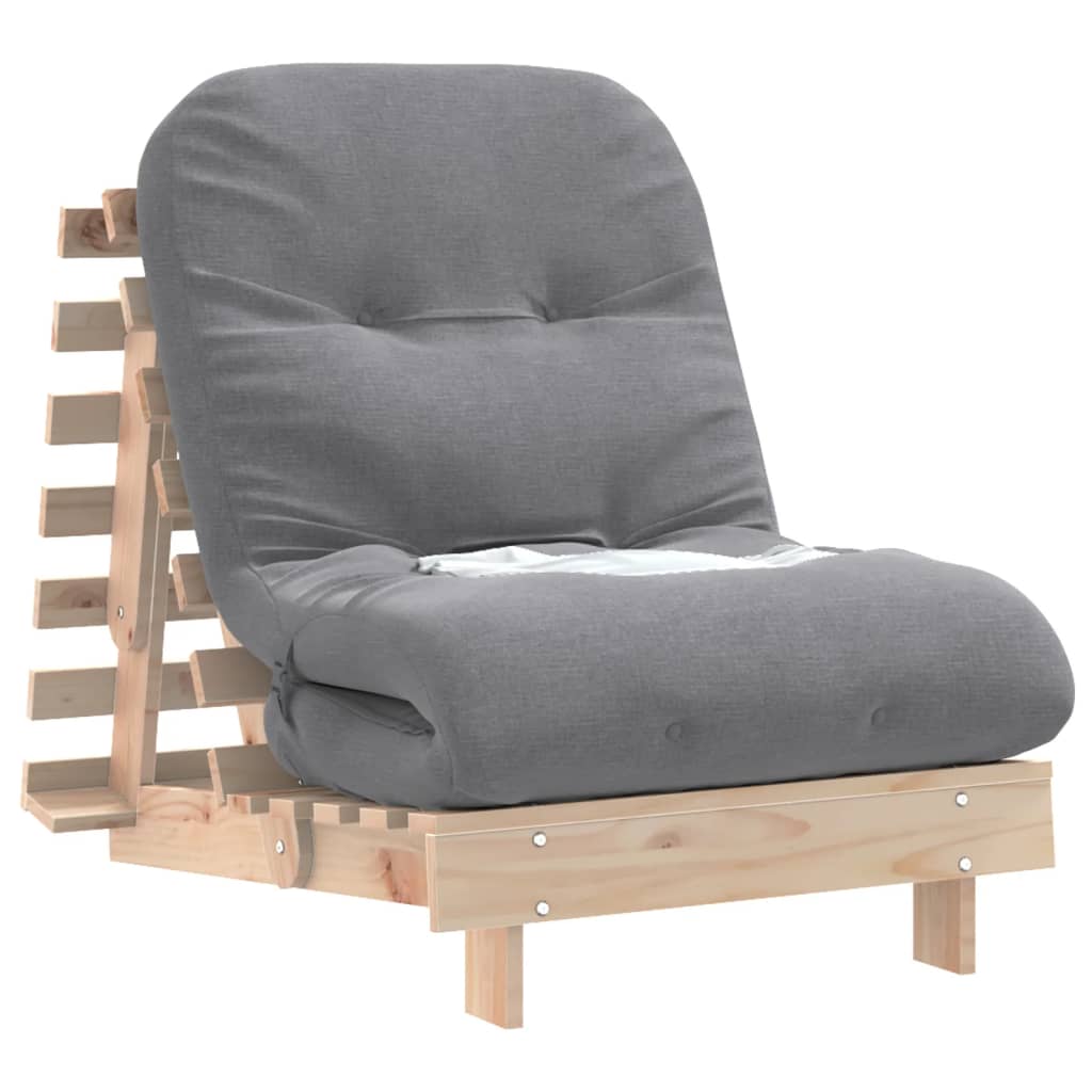 Canapé-lit futon avec matelas 70x206x11 cm en bois de pin massif