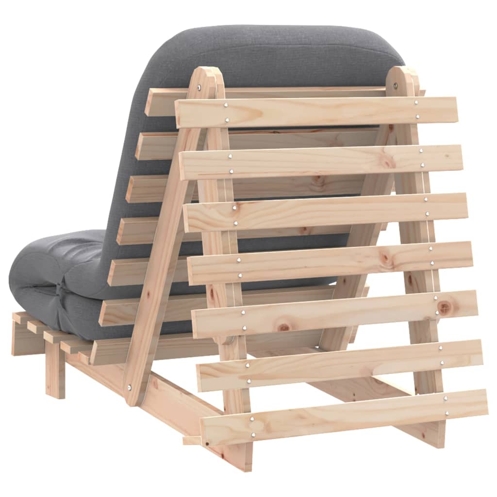 Canapé-lit futon avec matelas 70x206x11 cm en bois de pin massif