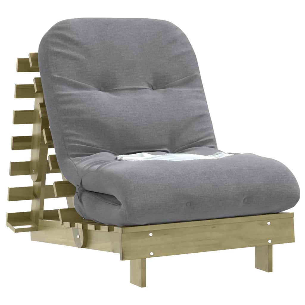 Canapé-lit futon avec matelas 70x206x11 bois de pin imprégné