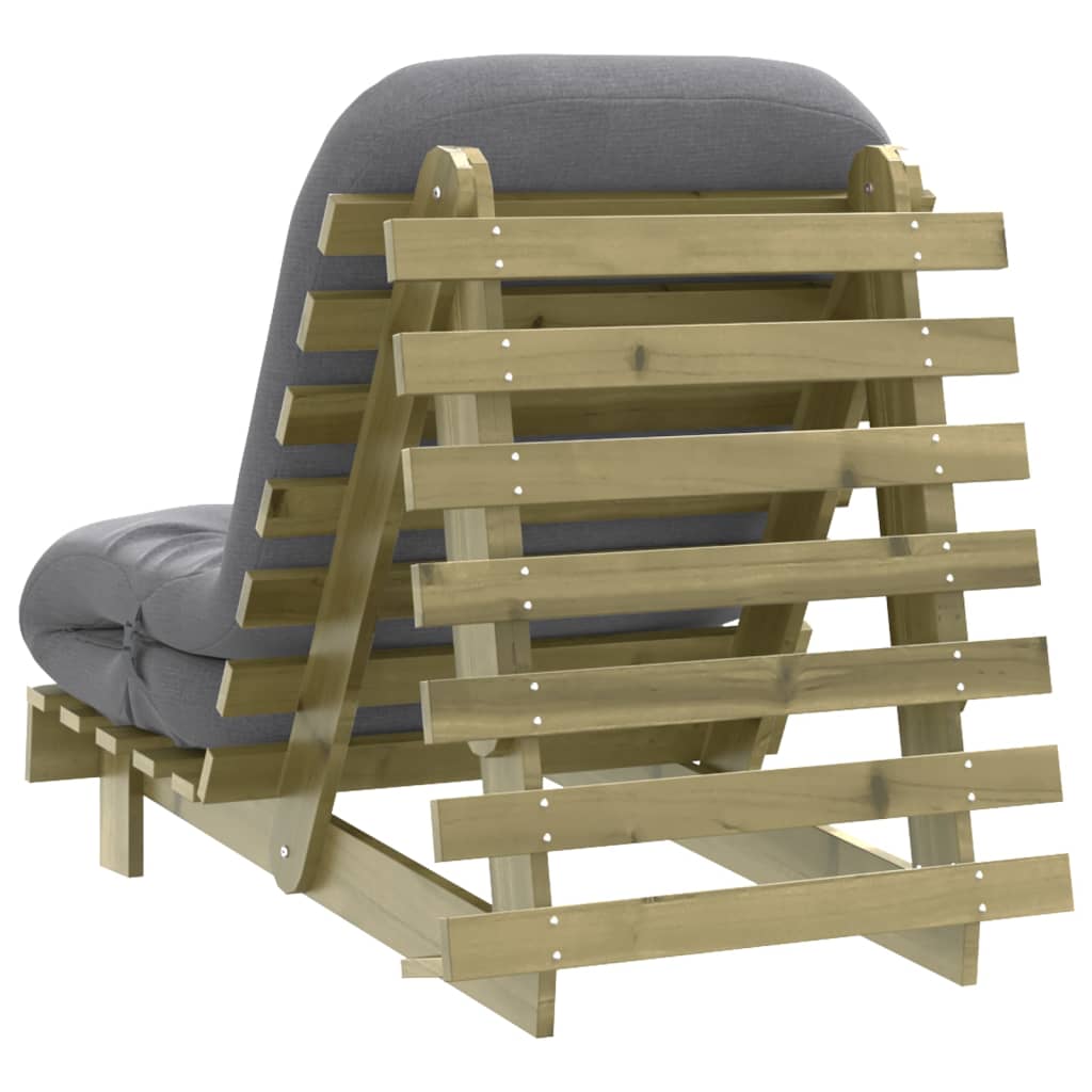 Canapé-lit futon avec matelas 70x206x11 bois de pin imprégné