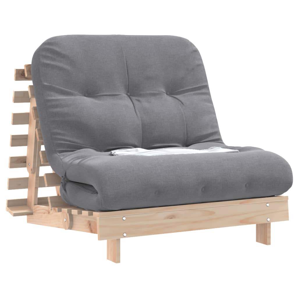 Canapé lit futon avec matelas 80x206x11 cm en bois de pin massif