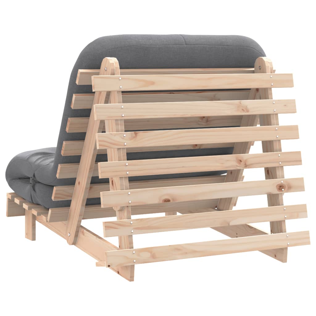 Canapé lit futon avec matelas 80x206x11 cm en bois de pin massif