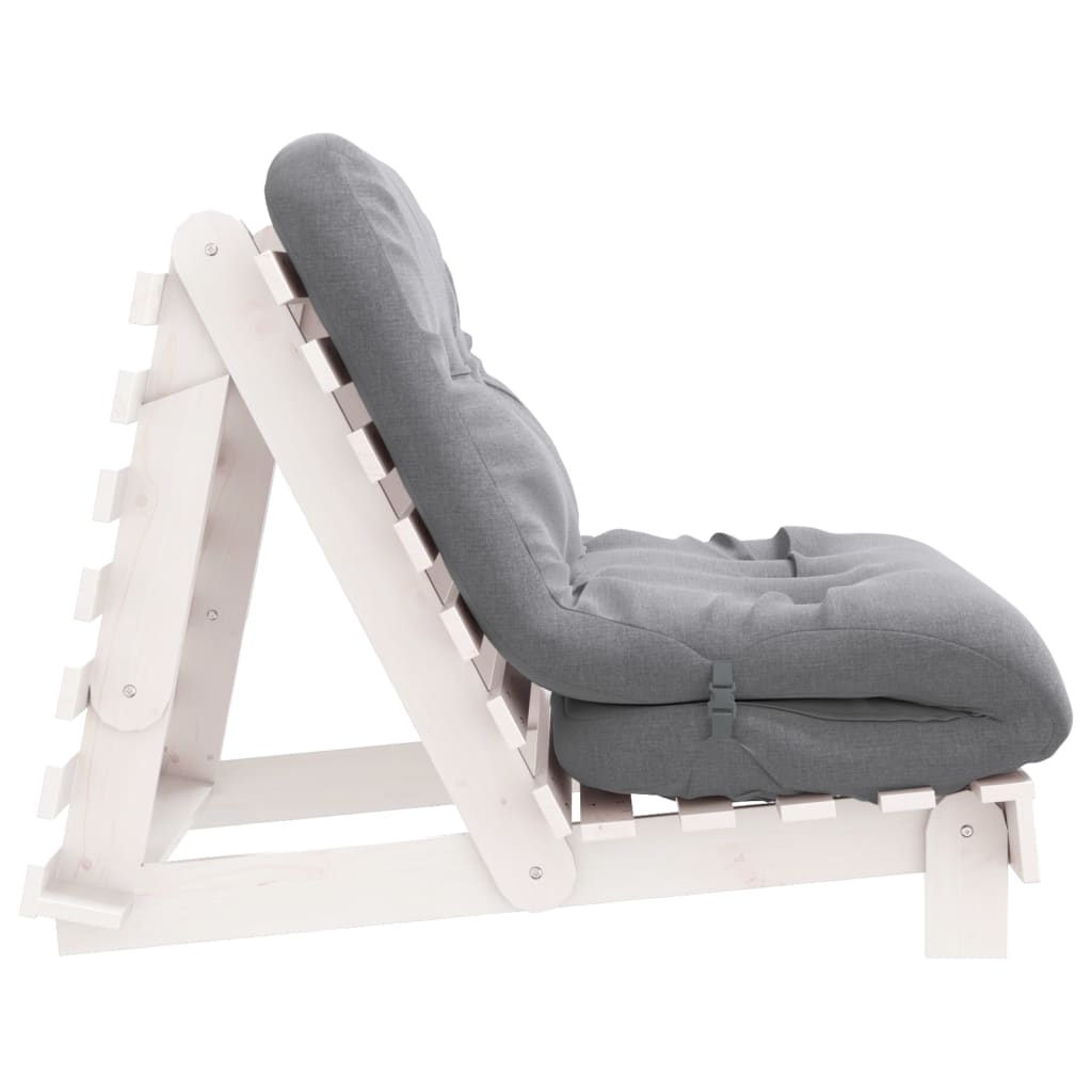 Canapé lit futon avec matelas blanc 80x206x11 bois de pin massif