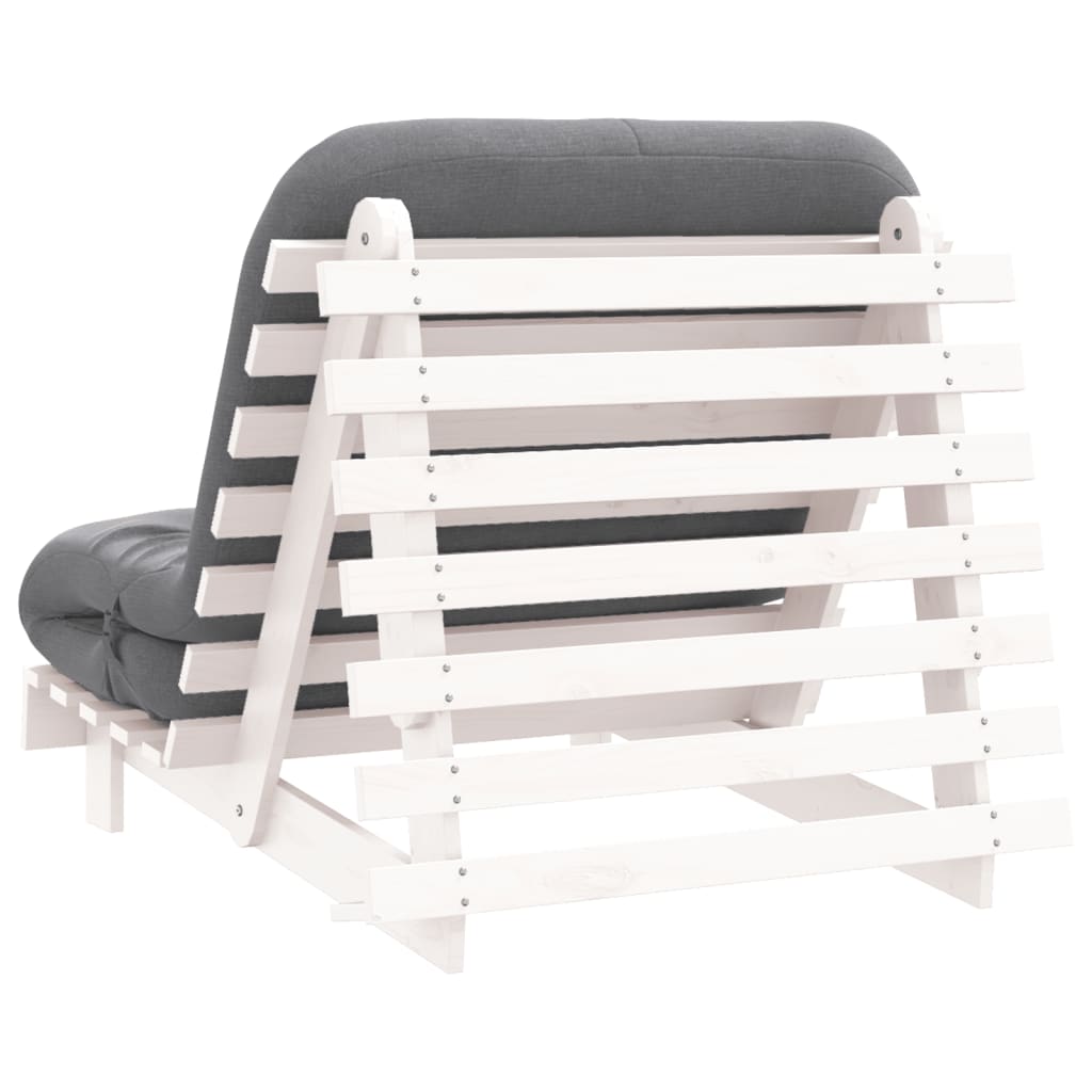 Canapé lit futon avec matelas blanc 80x206x11 bois de pin massif