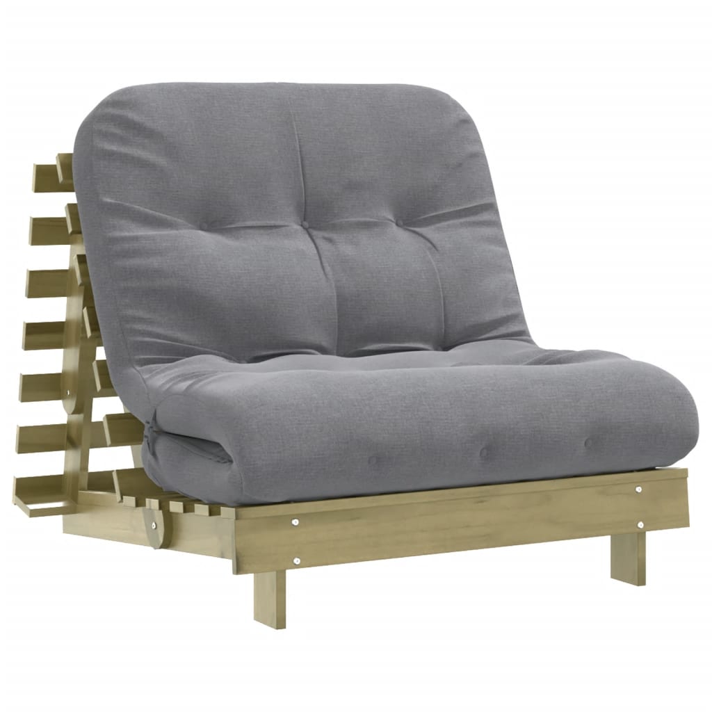 Canapé-lit futon avec matelas 80x206x11 bois de pin imprégné