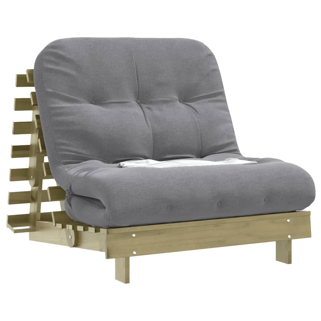 Canapé-lit futon avec matelas 80x206x11 bois de pin imprégné