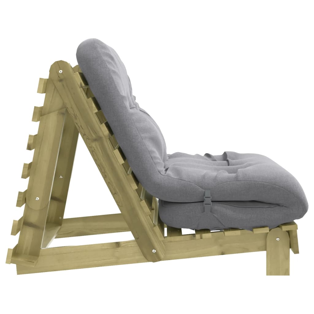 Canapé-lit futon avec matelas 80x206x11 bois de pin imprégné