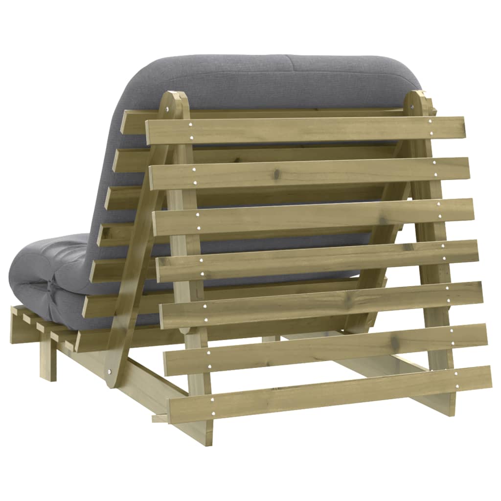 Canapé-lit futon avec matelas 80x206x11 bois de pin imprégné