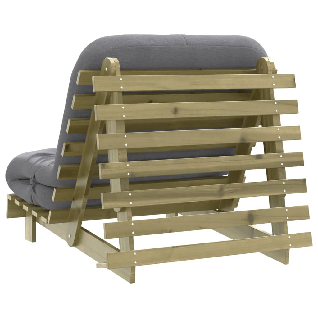 Canapé-lit futon avec matelas 90x206x11 bois de pin imprégné