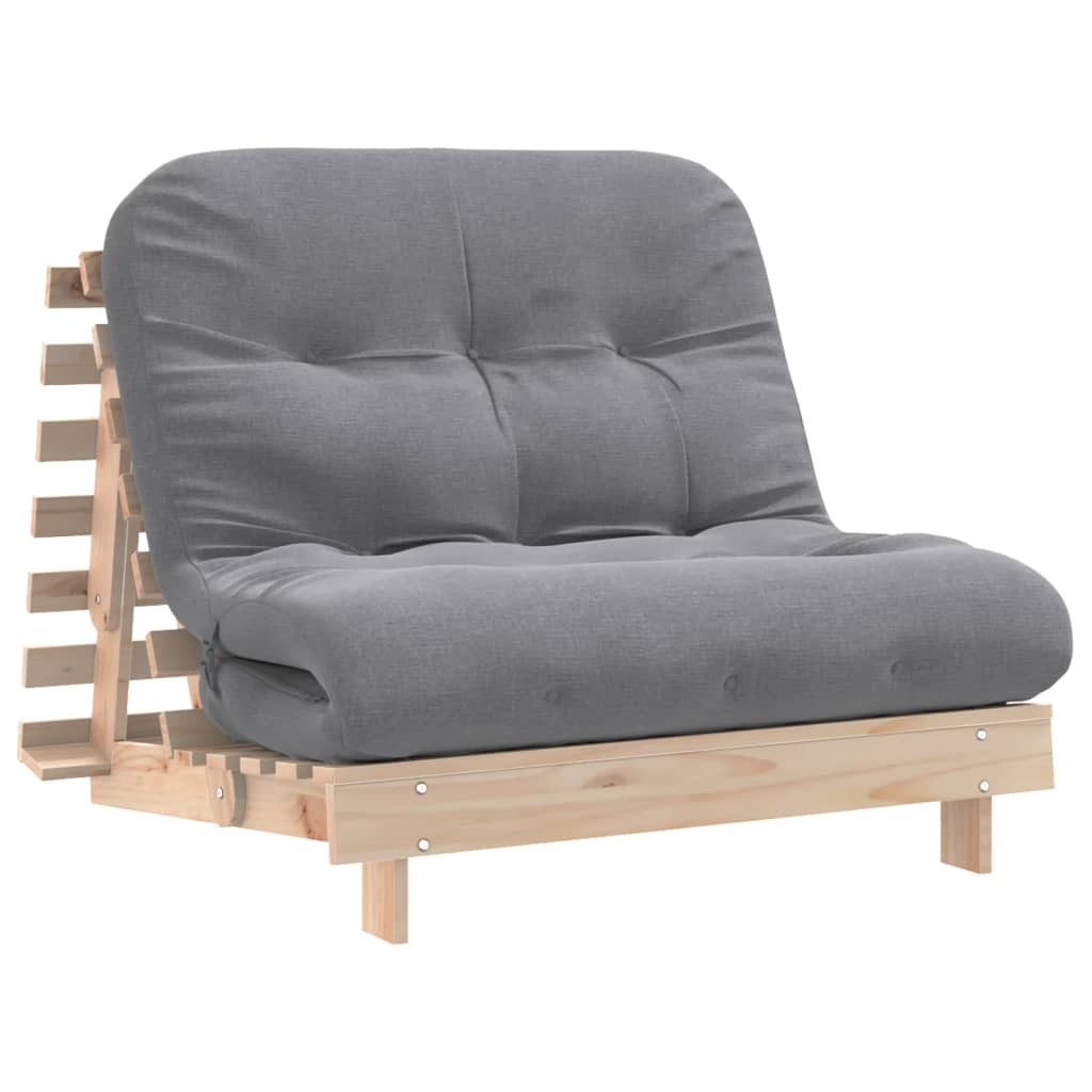 Canapé lit futon avec matelas 100x206x11 cm en bois de pin massif