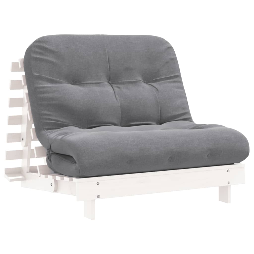 Canapé-lit futon avec matelas blanc 100x206x11 cm bois de pin