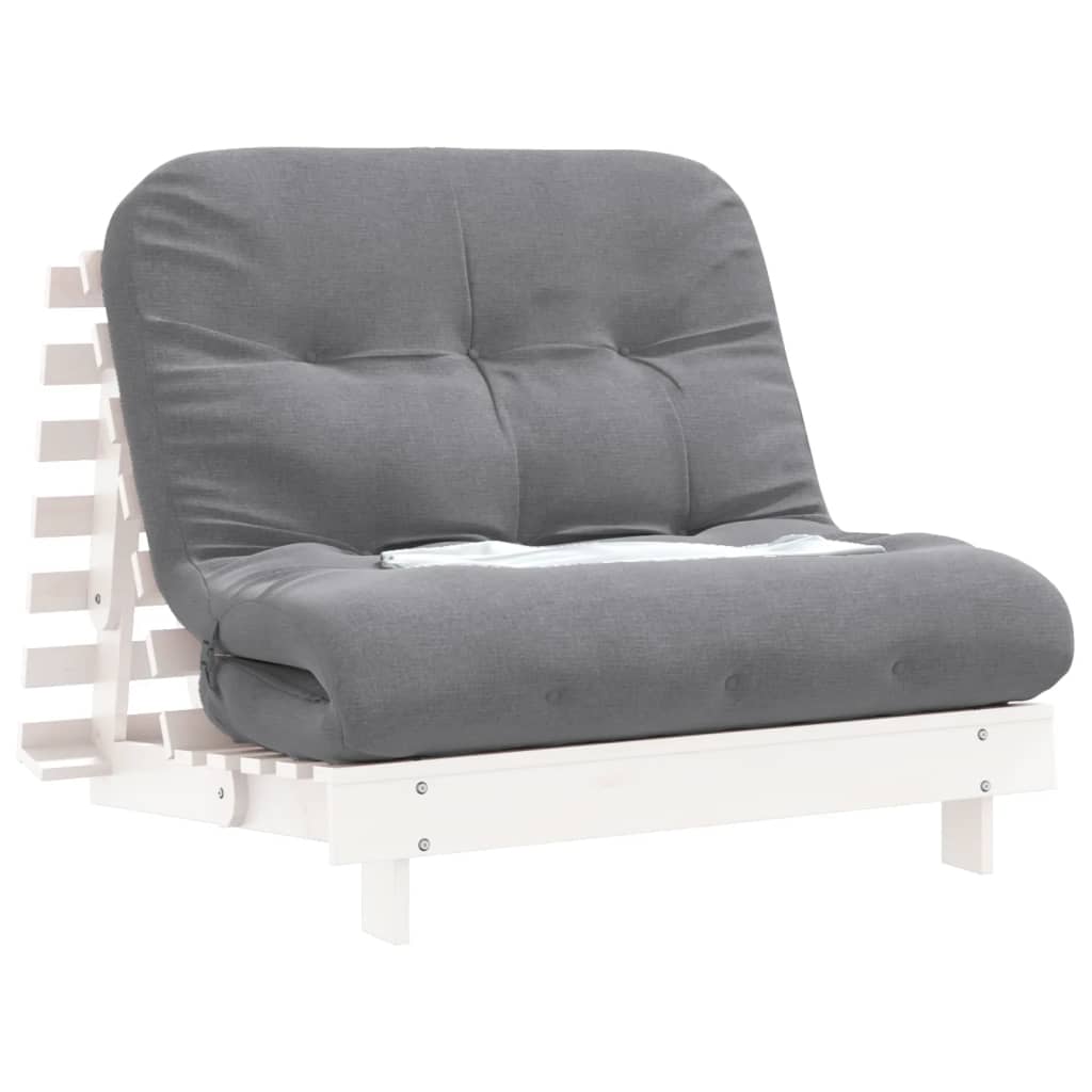 Canapé-lit futon avec matelas blanc 100x206x11 cm bois de pin