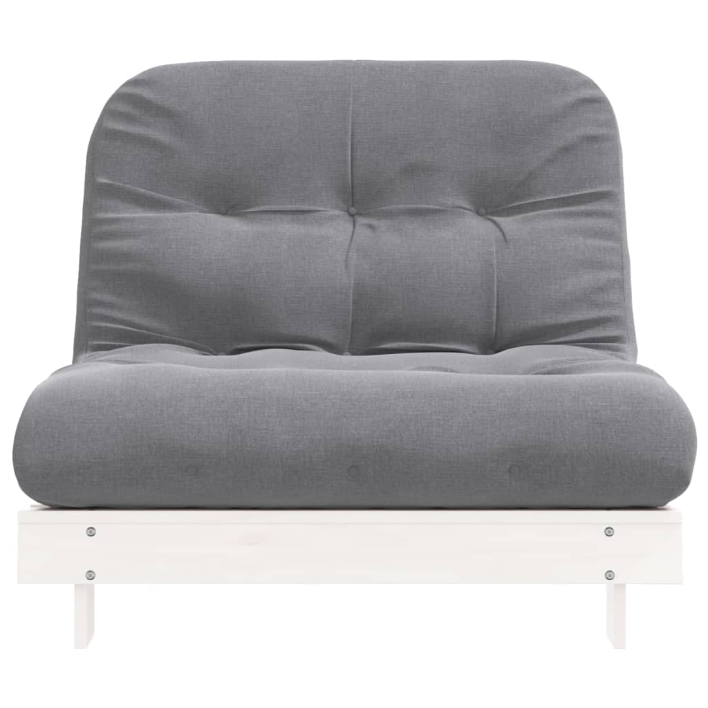 Canapé-lit futon avec matelas blanc 100x206x11 cm bois de pin