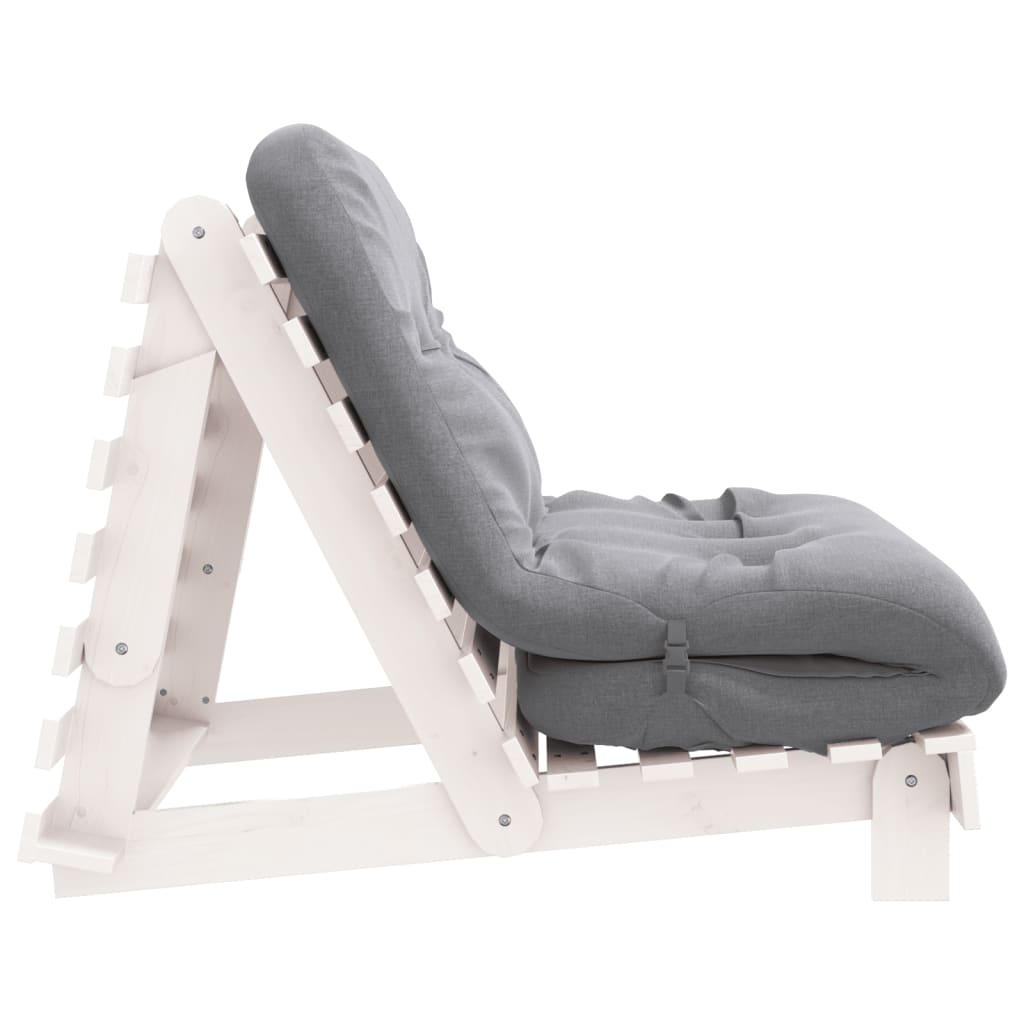 Canapé-lit futon avec matelas blanc 100x206x11 cm bois de pin