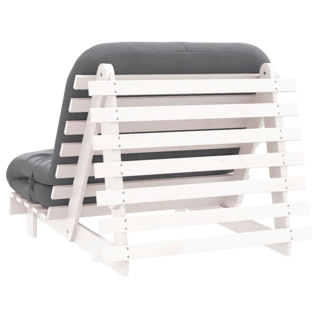 Canapé-lit futon avec matelas blanc 100x206x11 cm bois de pin