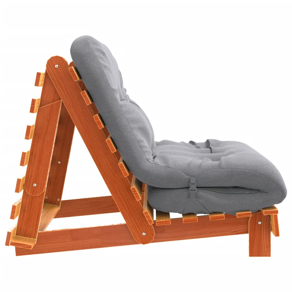 Canapé-lit futon avec matelas marron 100x206x11 cm bois de pin