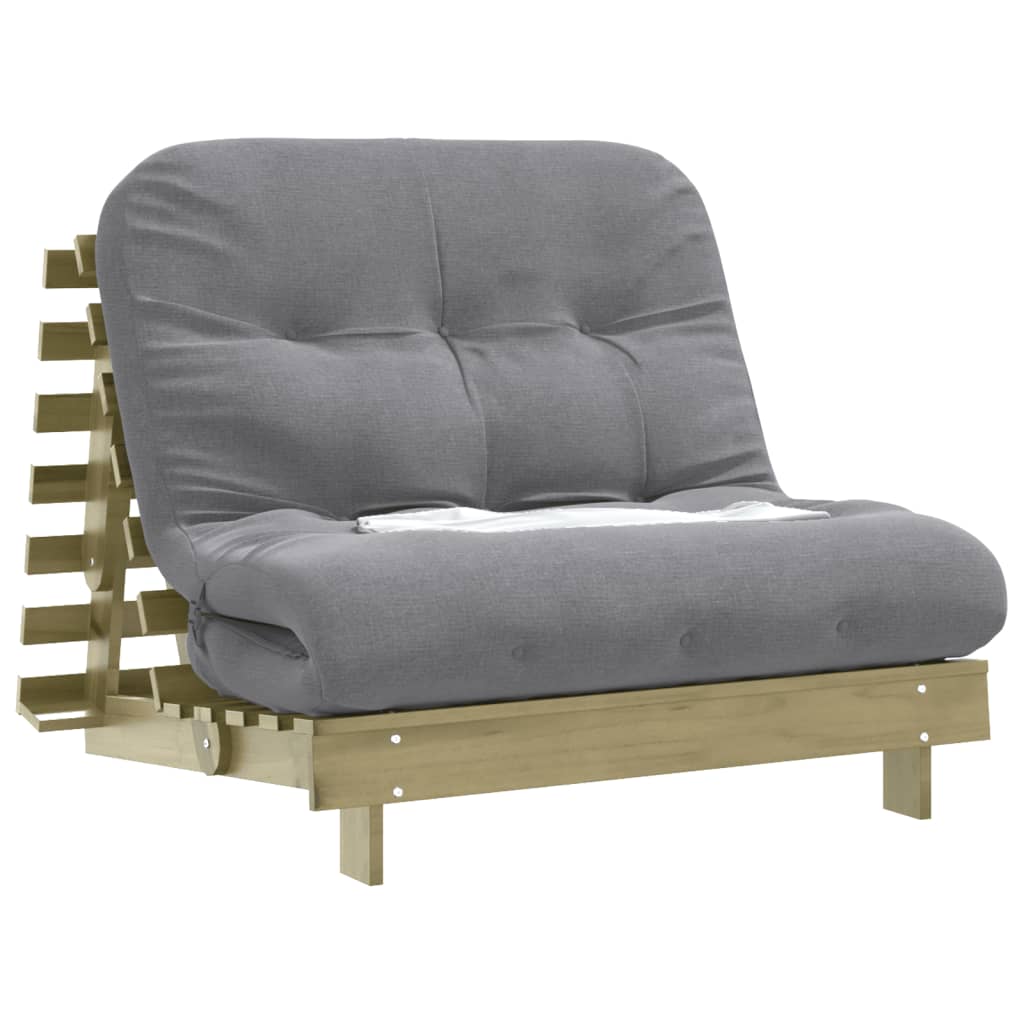 Canapé-lit futon avec matelas 100x206x11 Bois de pin imprégné