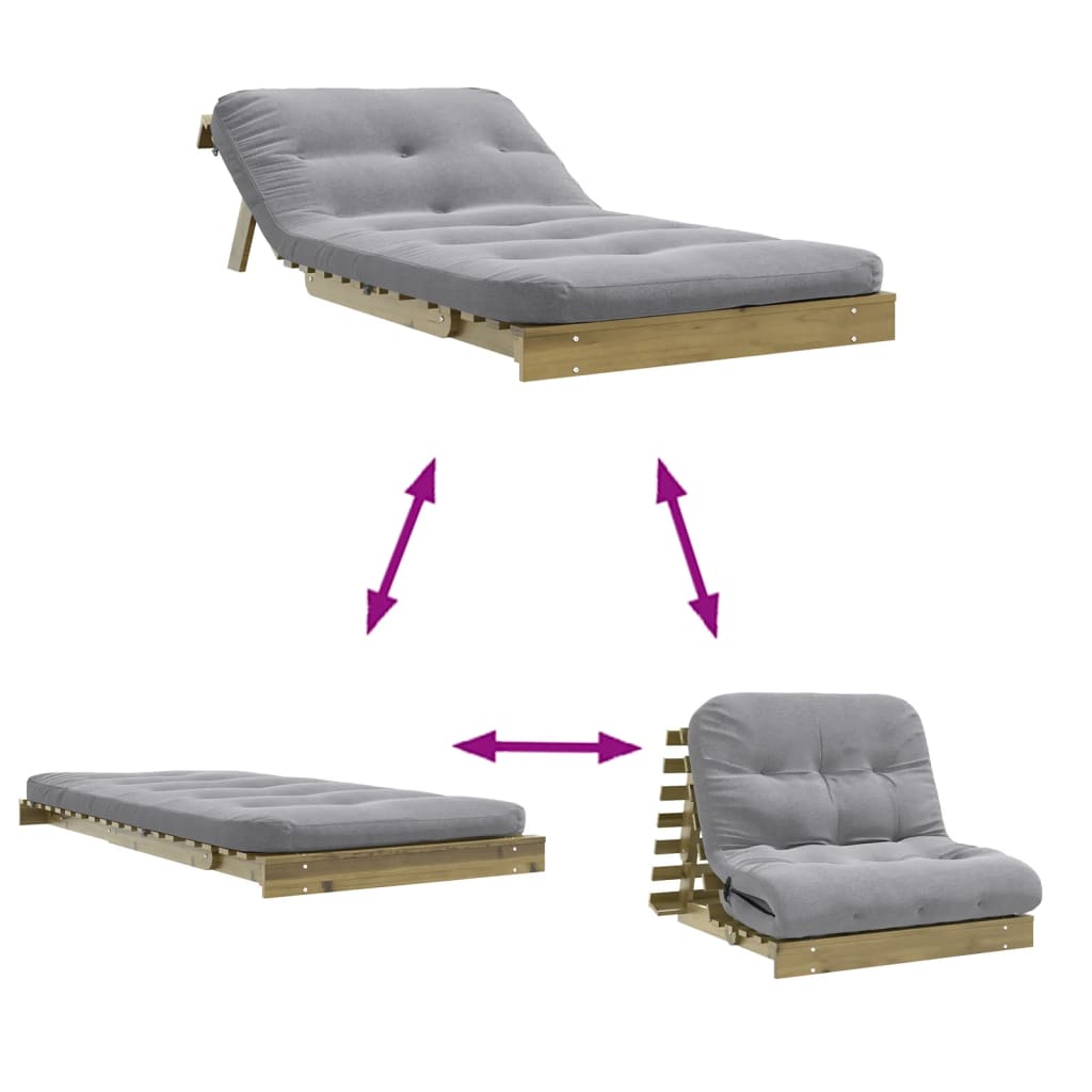 Canapé-lit futon avec matelas 100x206x11 Bois de pin imprégné