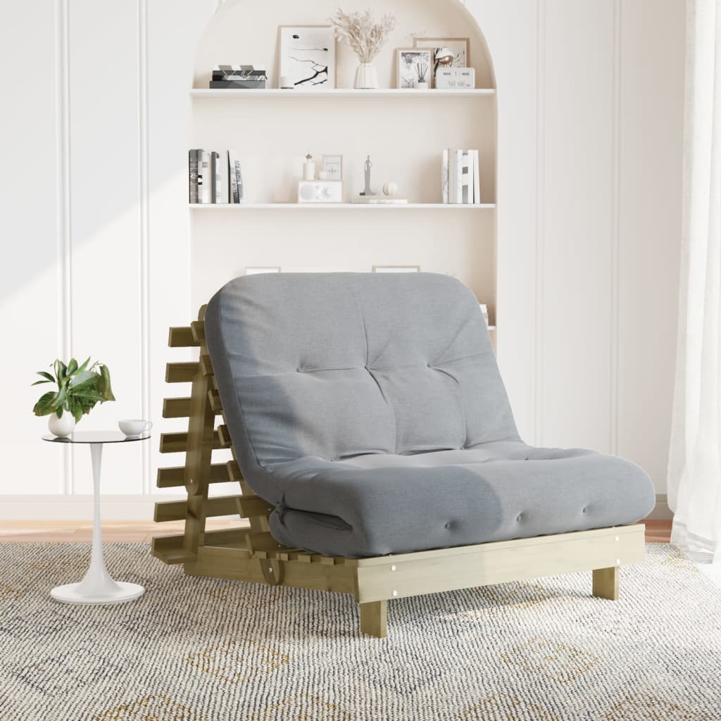 Canapé-lit futon avec matelas 100x206x11 Bois de pin imprégné