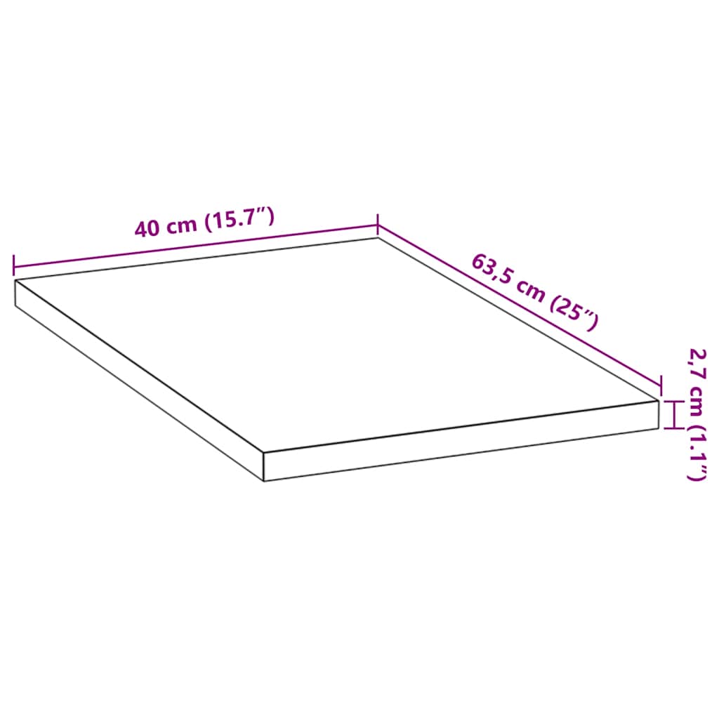 Küchenarbeitsplatte 40x63,5x2,7 cm Massivholz Eiche Rechteckig