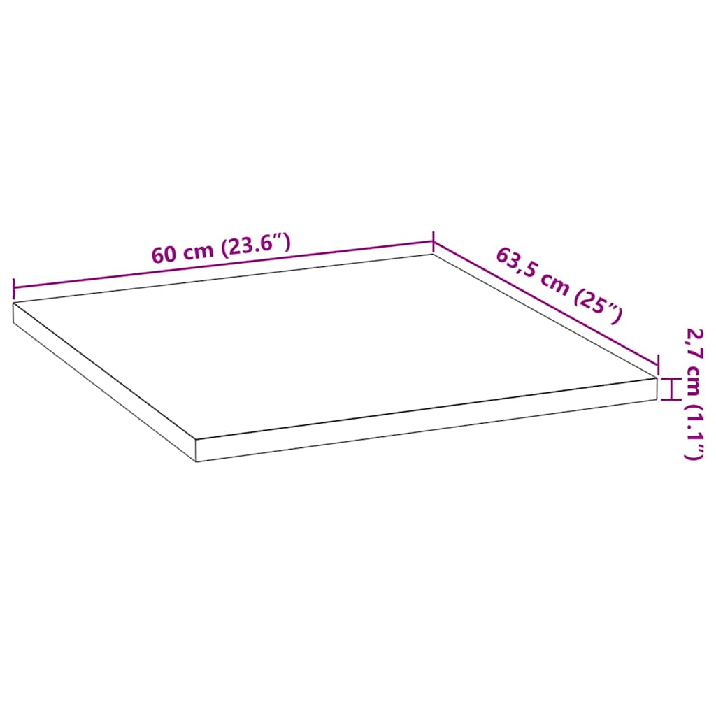 Küchenarbeitsplatte 60x63,5x2,7 cm Massivholz Eiche Rechteckig