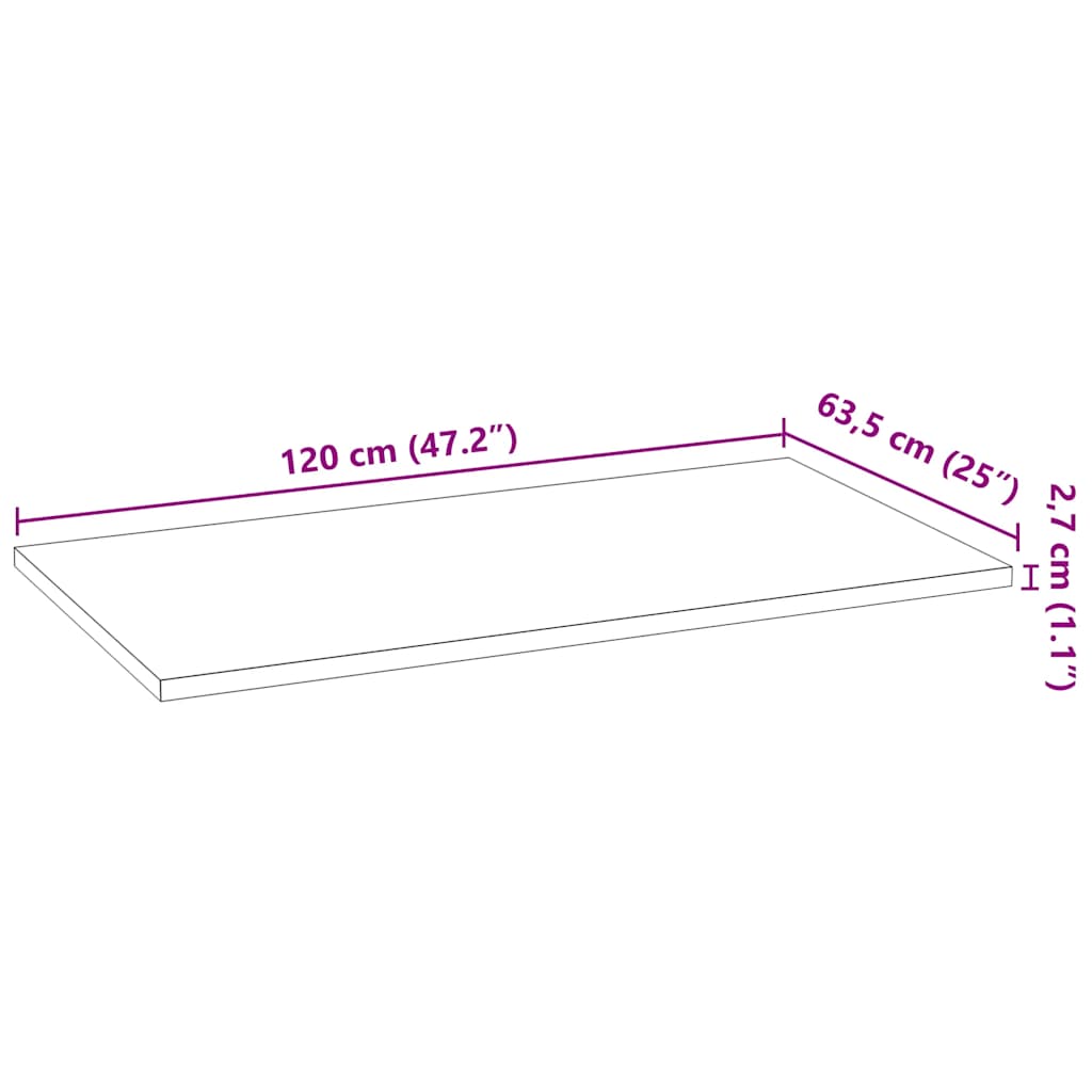 Küchenarbeitsplatte 120x63,5x2,7 cm Massivholz Eiche Rechteckig