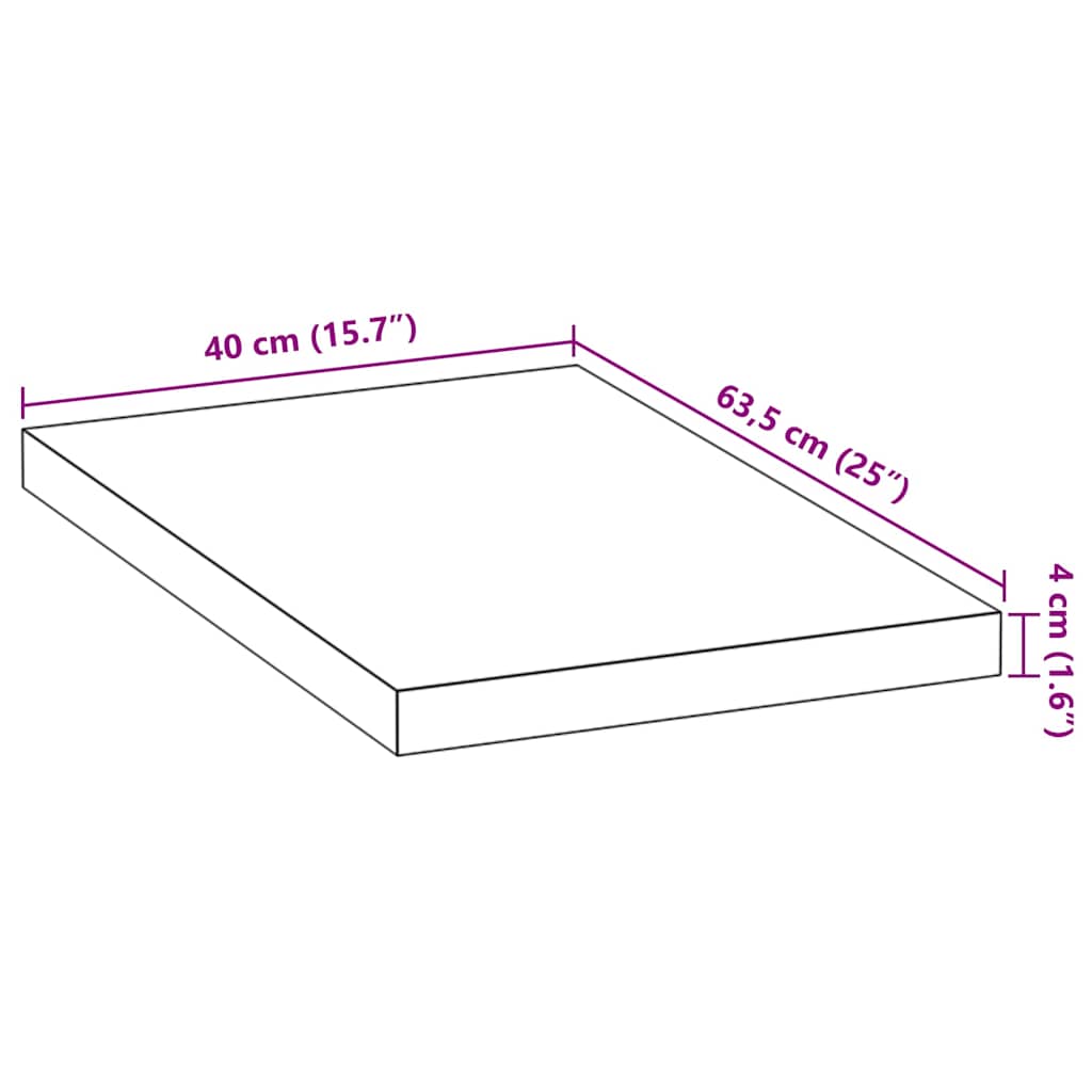 Küchenarbeitsplatte 40x63,5x4 cm Massivholz Eiche Rechteckig