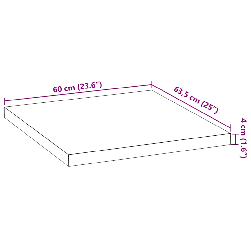 Küchenarbeitsplatte 60x63,5x4 cm Massivholz Eiche Rechteckig