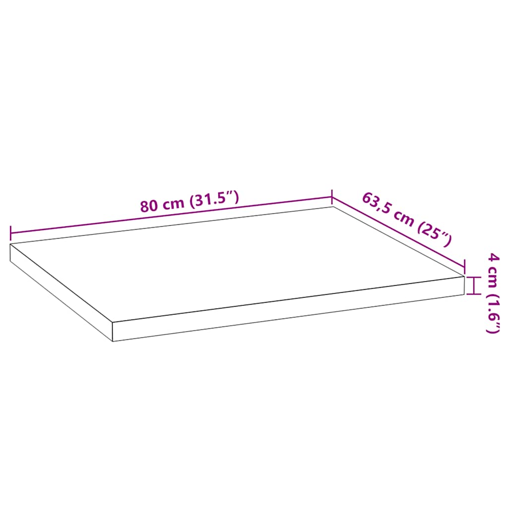 Küchenarbeitsplatte 80x63,5x4 cm Massivholz Eiche Rechteckig