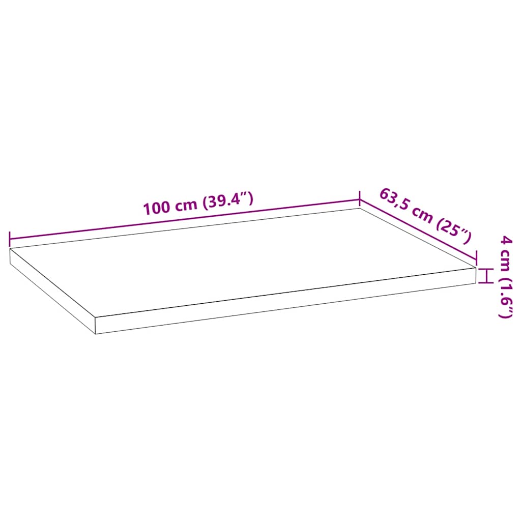 Küchenarbeitsplatte 100x63,5x4 cm Massivholz Eiche Rechteckig