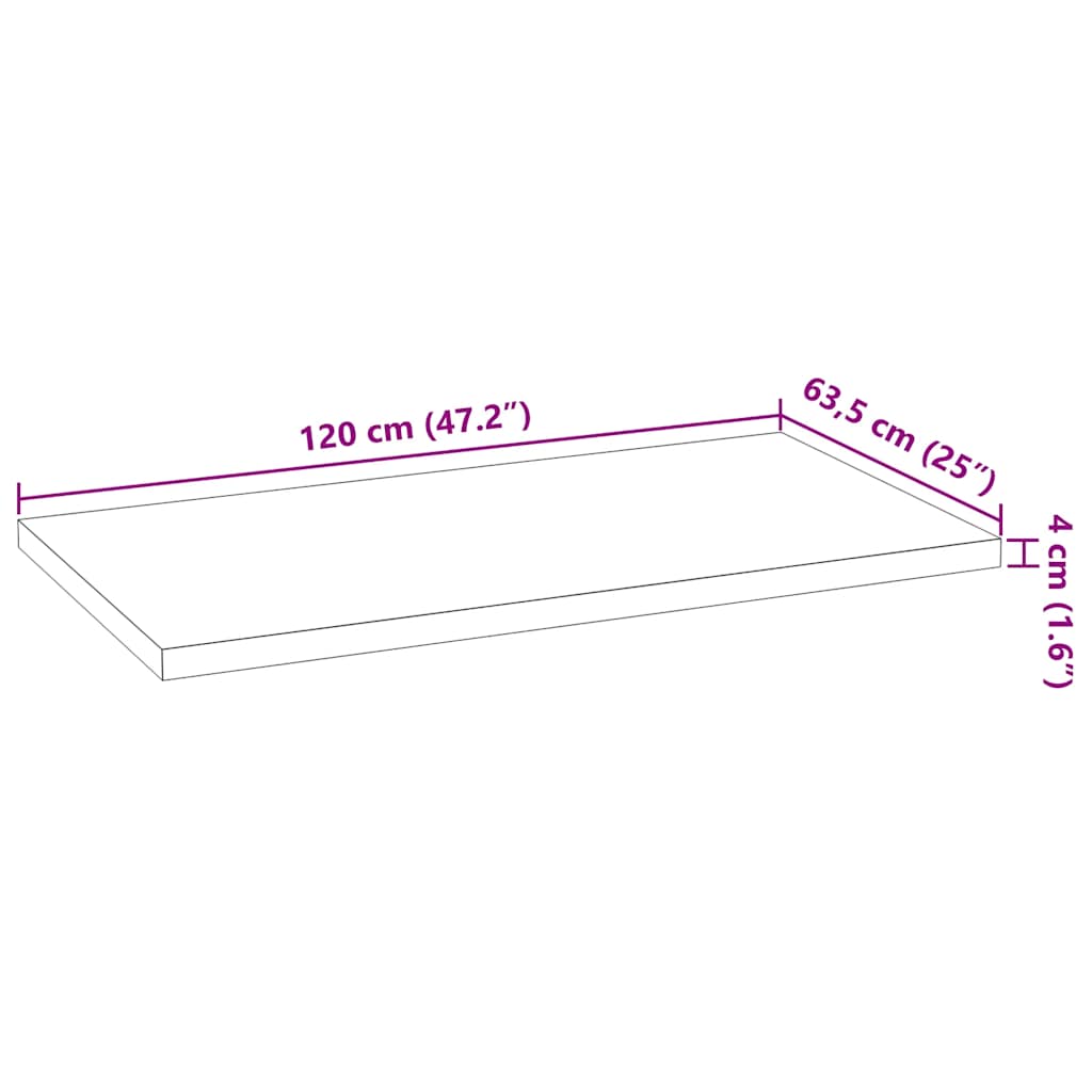 Küchenarbeitsplatte 120x63,5x4 cm Massivholz Eiche Rechteckig