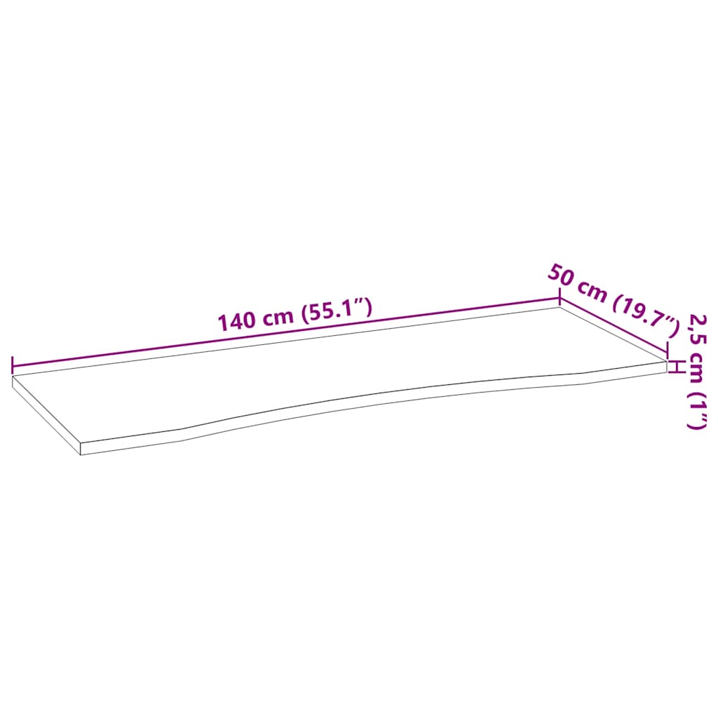 Schreibtischplatte Unbehandelt 140x50x2,5 cm Massivholz Eiche