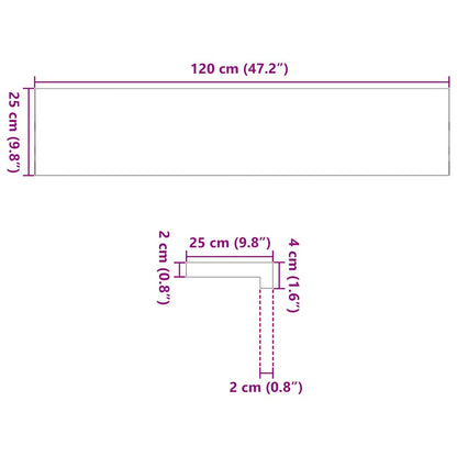 Fensterbänke 2 Stk. Hellbraun 120x25x2 cm Massivholz Eiche