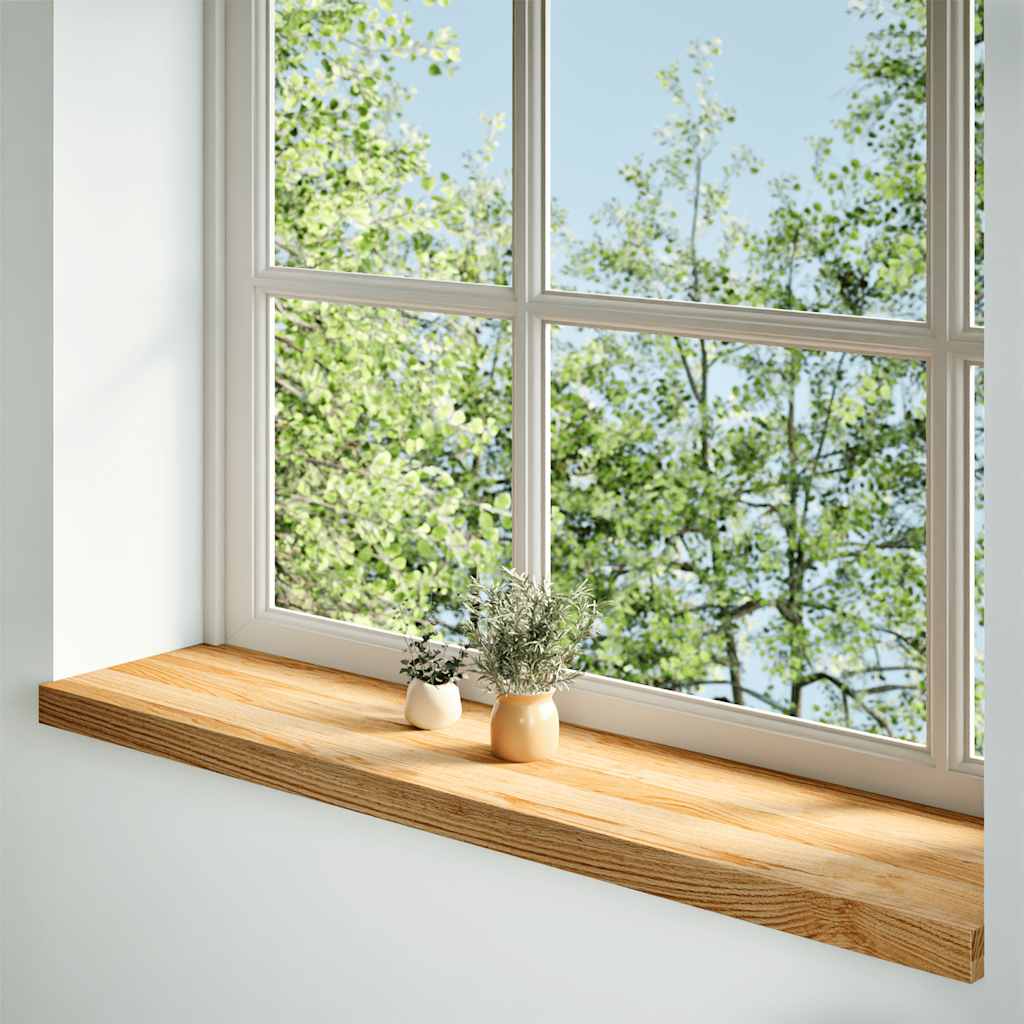 Fensterbänke 2 Stk. Hellbraun 110x30x2 cm Massivholz Eiche