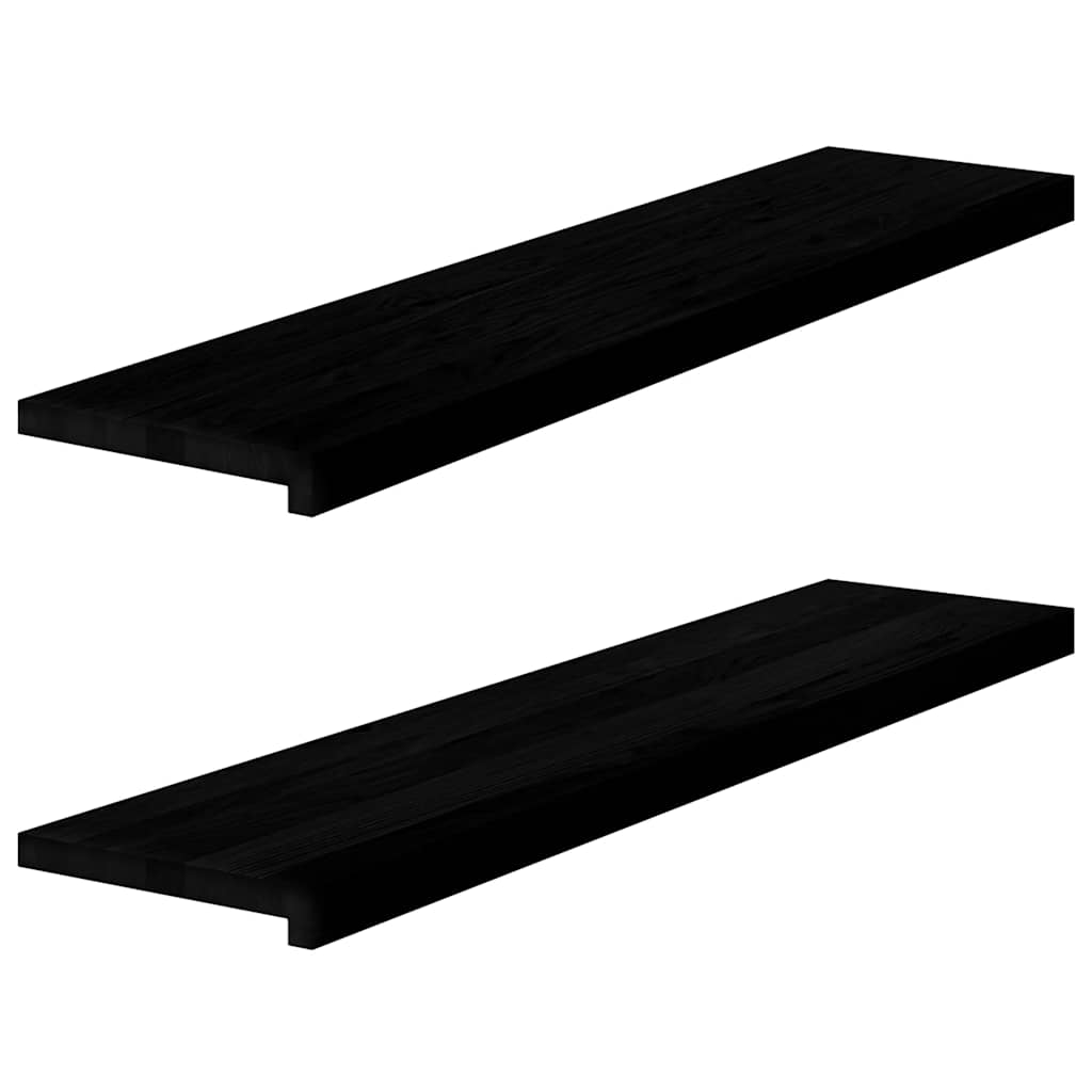 Fensterbänke 2 Stk. Braun-Schwarz 110x30x2 cm Massivholz Eiche